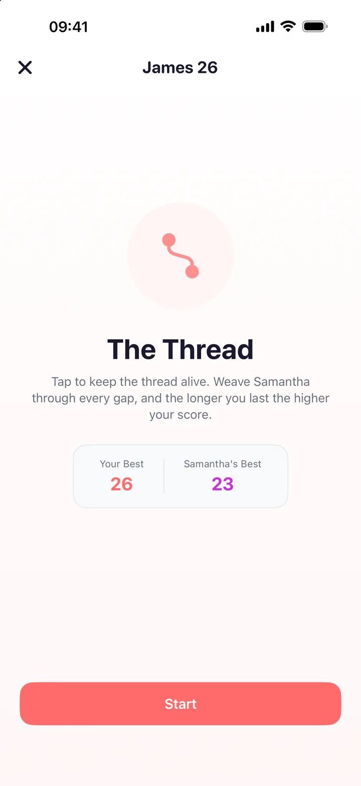 The Thread start screen with your best of 26 against your partner's 23