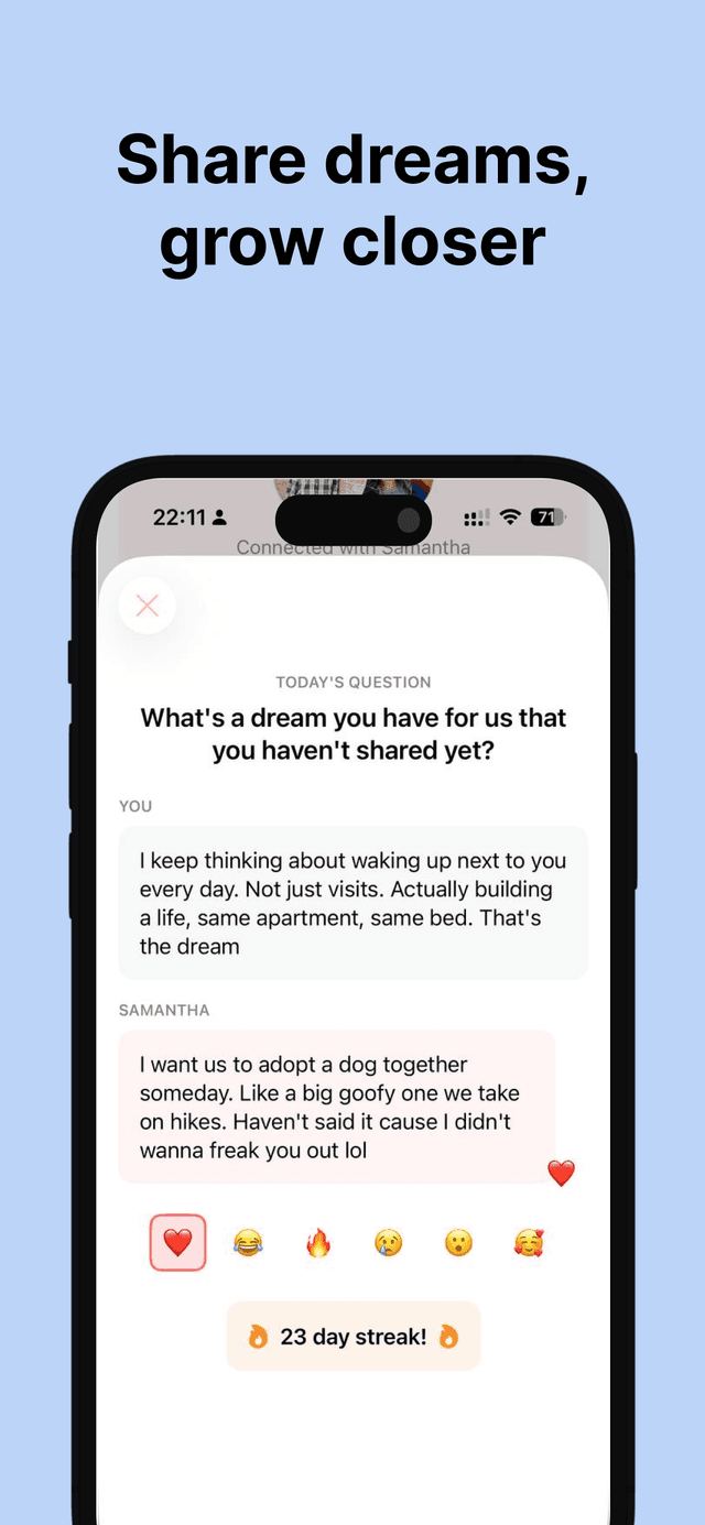 Daily relationship questions with partner answers