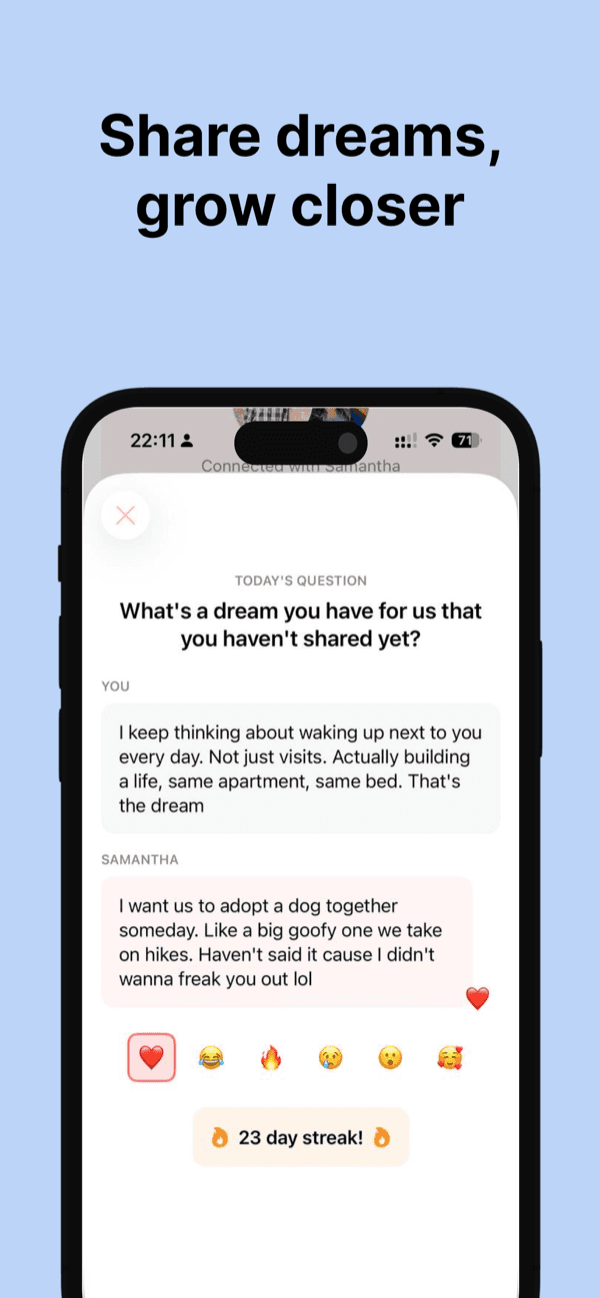 Daily relationship questions with partner answers